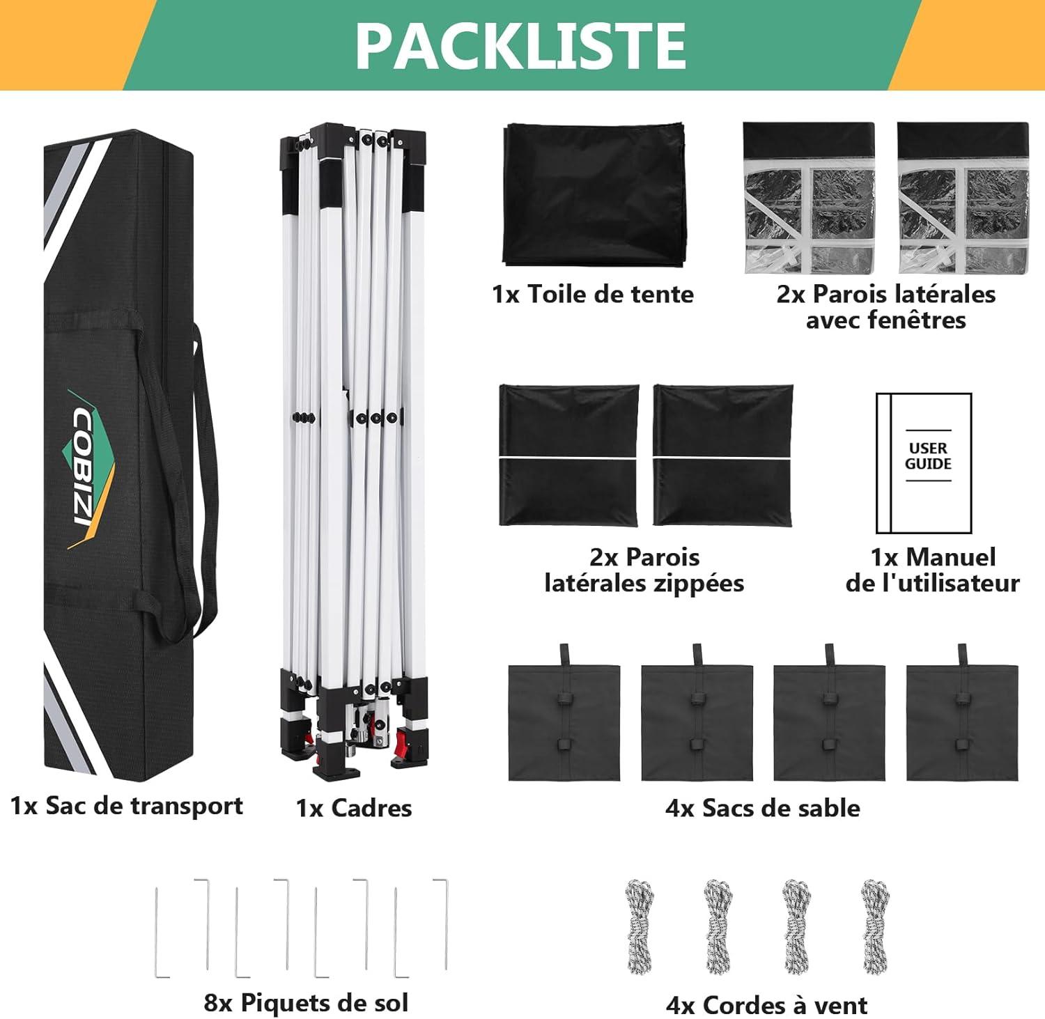 image:imageCOBIZI Canopy Tent 10x30 Pop Up Canopy with 8 Removable Sidewalls Party Tents for Parties Wedding Patio Commercial Waterproof and UV50 Ez Outdoor Instant Gazebo with Roller Bag amp 4 SandbagsWhiteBlack