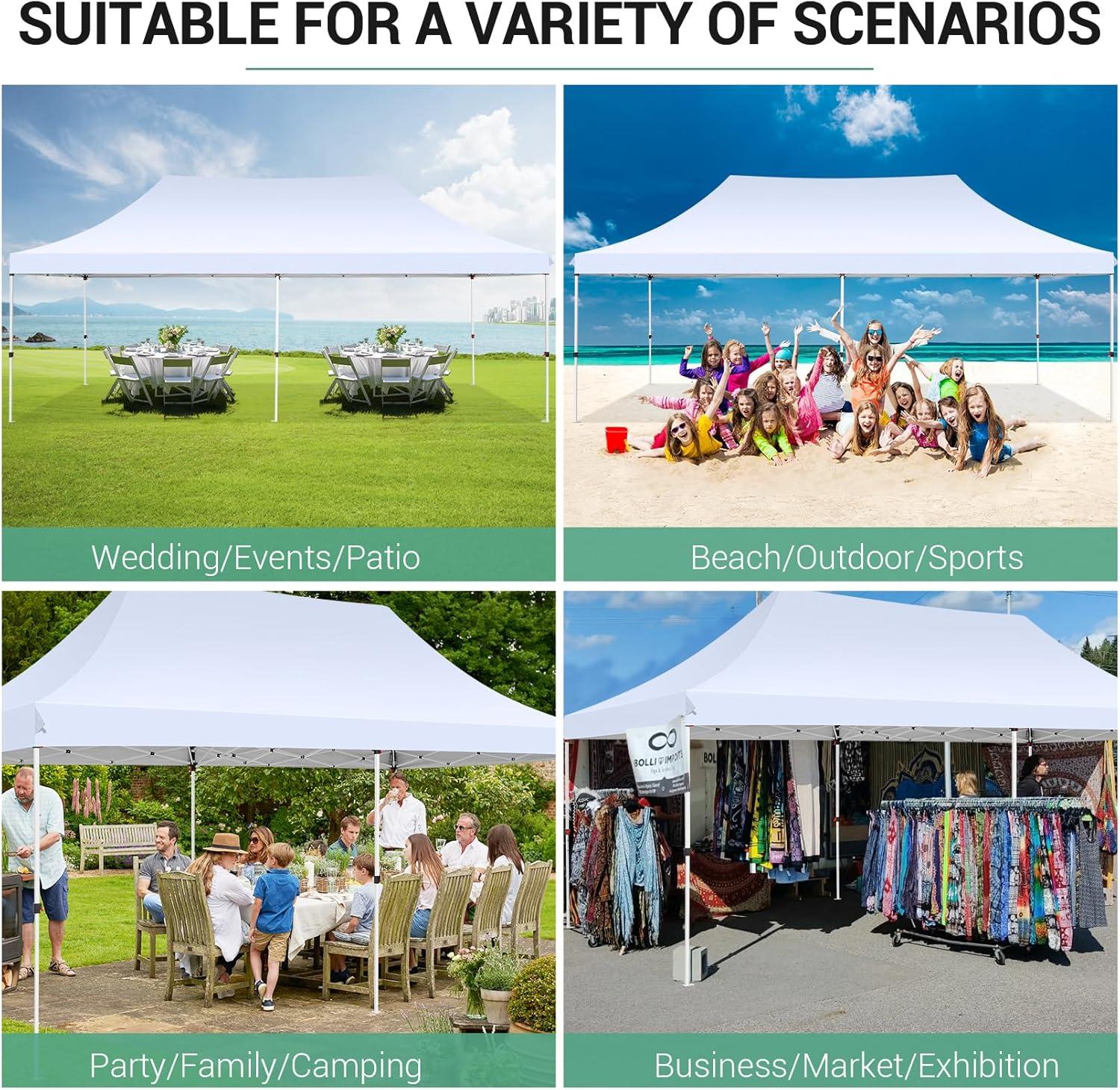 image:imageCOBIZI Canopy Tent 10x30 Pop Up Canopy with 8 Removable Sidewalls Party Tents for Parties Wedding Patio Commercial Waterproof and UV50 Ez Outdoor Instant Gazebo with Roller Bag amp 4 SandbagsWhiteWhite