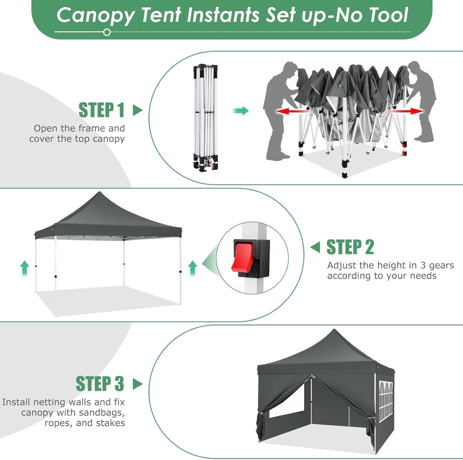 image:imageCOBIZI Canopy Tent 10x30 Pop Up Canopy with 8 Removable Sidewalls Party Tents for Parties Wedding Patio Commercial Waterproof and UV50 Ez Outdoor Instant Gazebo with Roller Bag amp 4 SandbagsWhiteGray