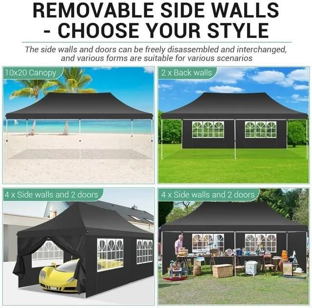 image:imageCOBIZI Canopy Tent 10x30 Pop Up Canopy with 8 Removable Sidewalls Party Tents for Parties Wedding Patio Commercial Waterproof and UV50 Ez Outdoor Instant Gazebo with Roller Bag amp 4 SandbagsWhiteBlack