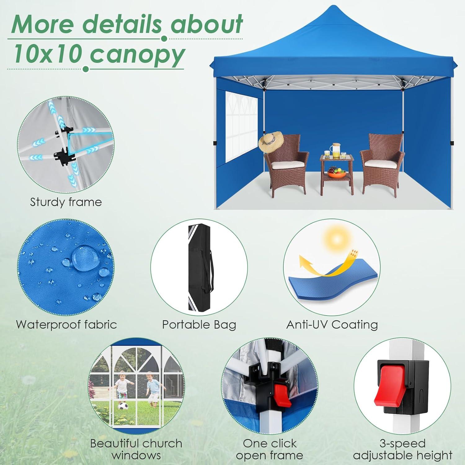 image:imageCOBIZI Canopy Tent 10x30 Pop Up Canopy with 8 Removable Sidewalls Party Tents for Parties Wedding Patio Commercial Waterproof and UV50 Ez Outdoor Instant Gazebo with Roller Bag amp 4 SandbagsWhiteBlue