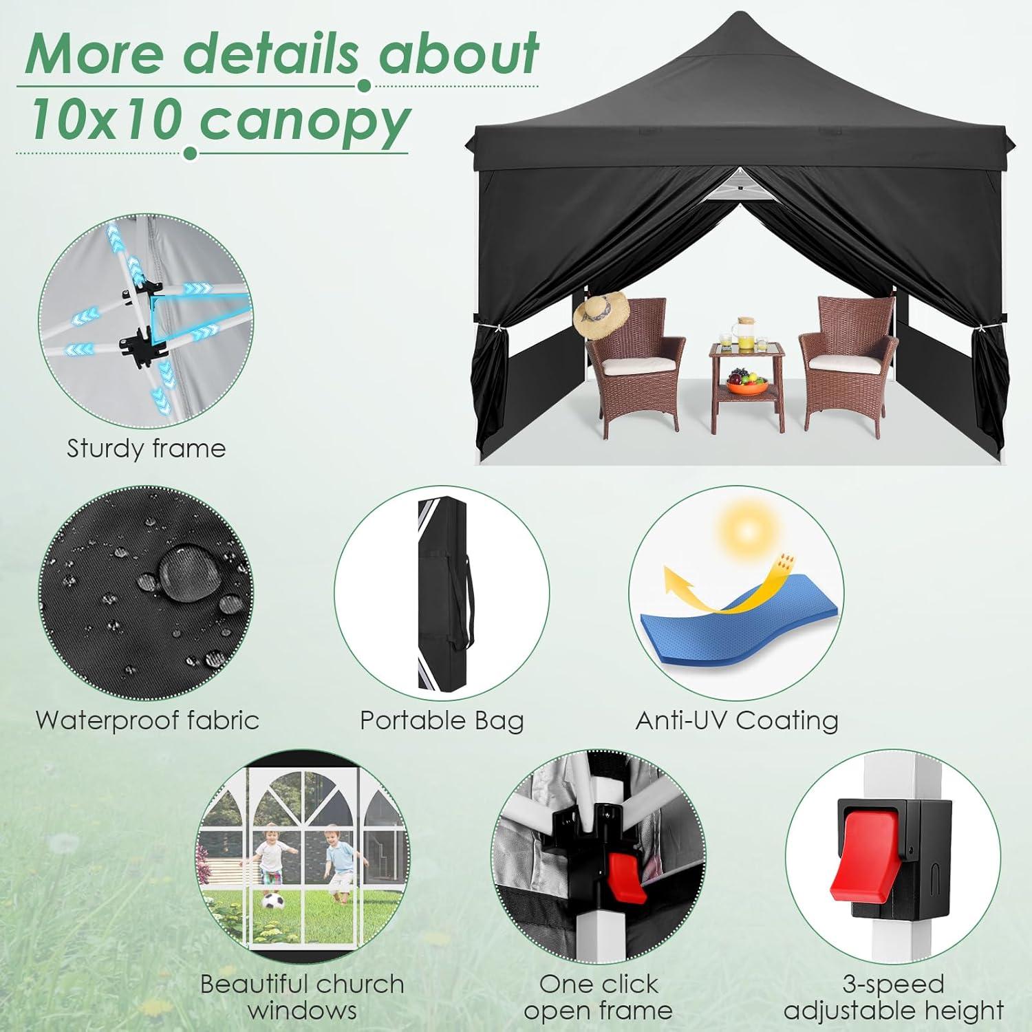 image:imageCOBIZI Canopy Tent 10x30 Pop Up Canopy with 8 Removable Sidewalls Party Tents for Parties Wedding Patio Commercial Waterproof and UV50 Ez Outdoor Instant Gazebo with Roller Bag amp 4 SandbagsWhiteBlack