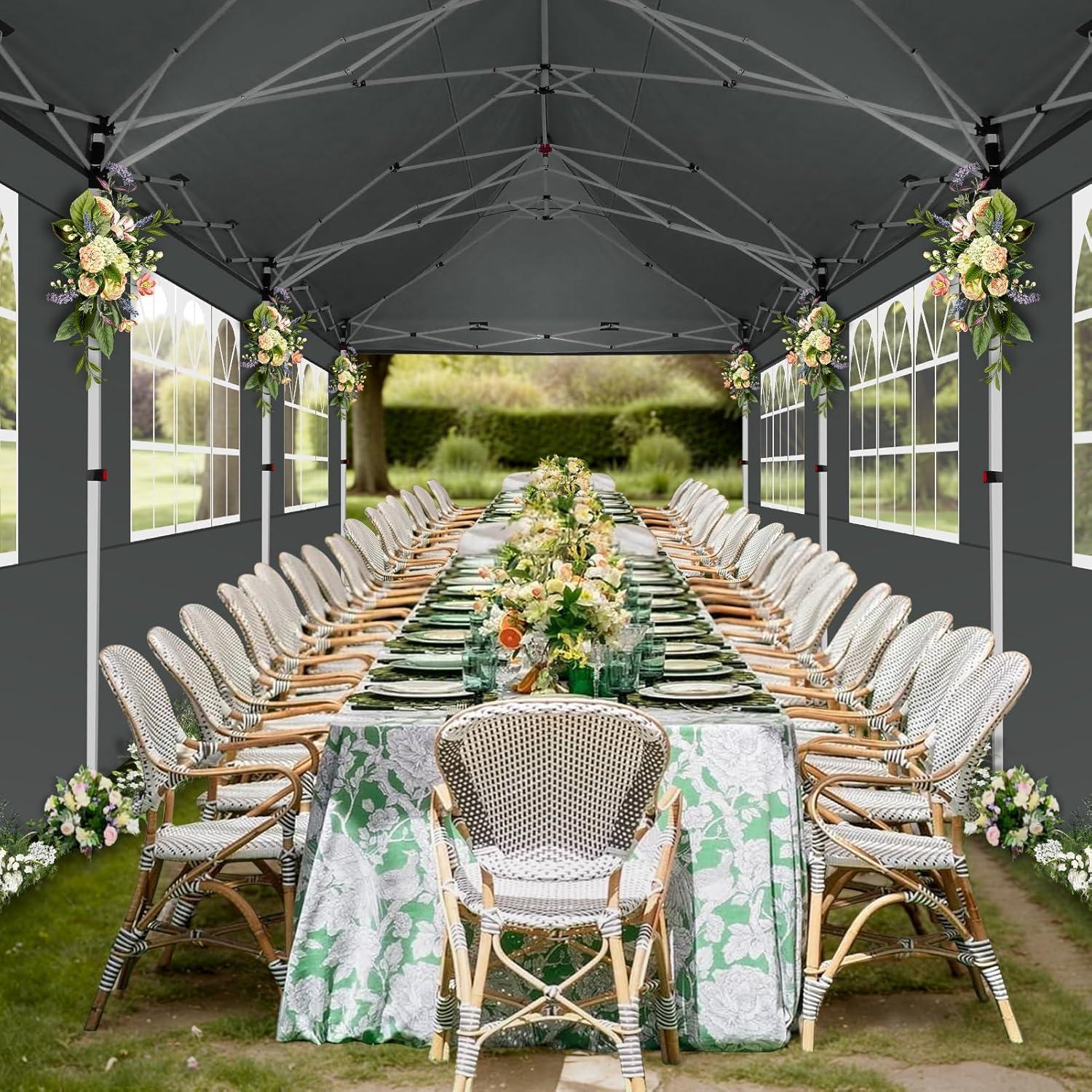 image:imageCOBIZI Canopy Tent 10x30 Pop Up Canopy with 8 Removable Sidewalls Party Tents for Parties Wedding Patio Commercial Waterproof and UV50 Ez Outdoor Instant Gazebo with Roller Bag amp 4 SandbagsWhiteGray