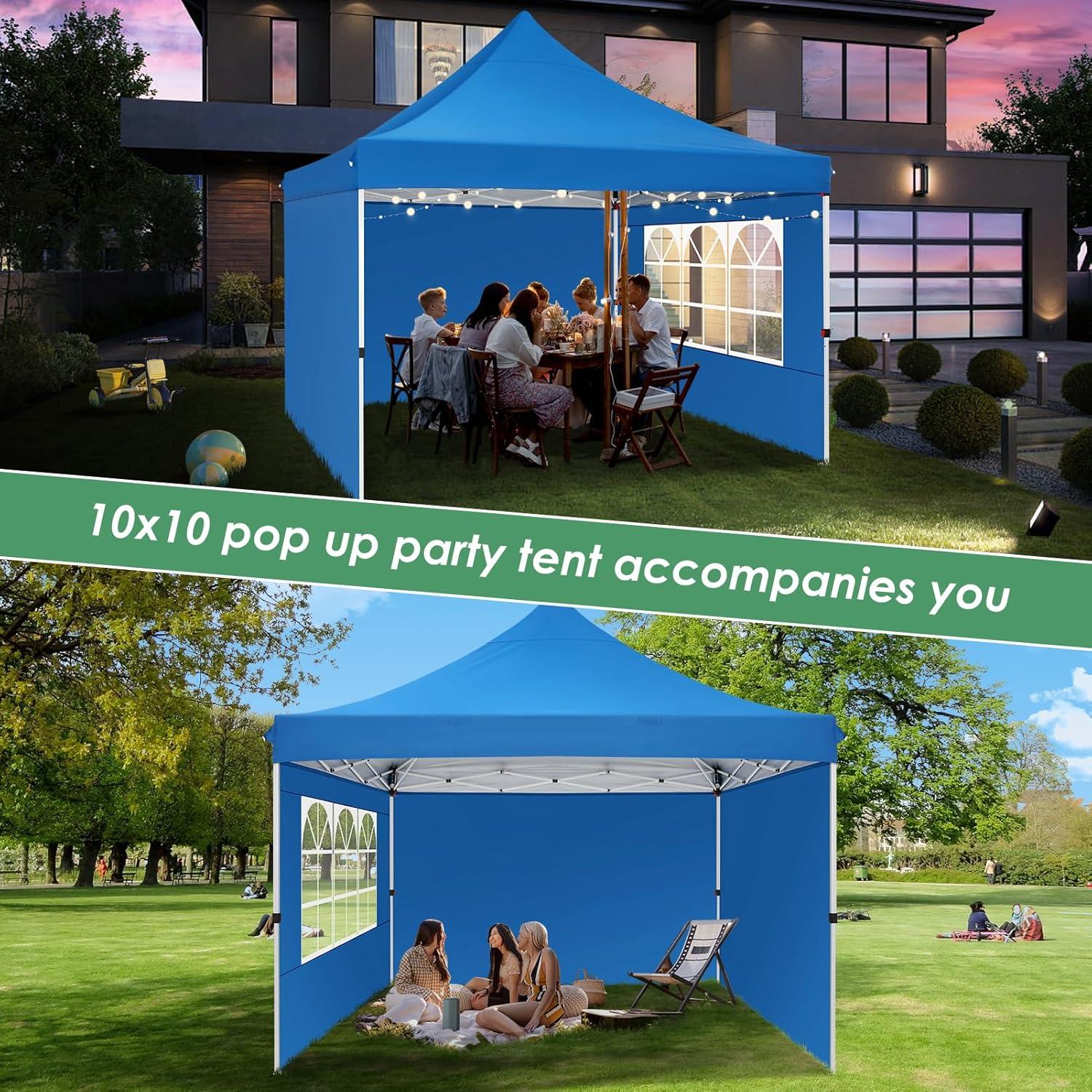 image:imageCOBIZI Canopy Tent 10x30 Pop Up Canopy with 8 Removable Sidewalls Party Tents for Parties Wedding Patio Commercial Waterproof and UV50 Ez Outdoor Instant Gazebo with Roller Bag amp 4 SandbagsWhiteBlue