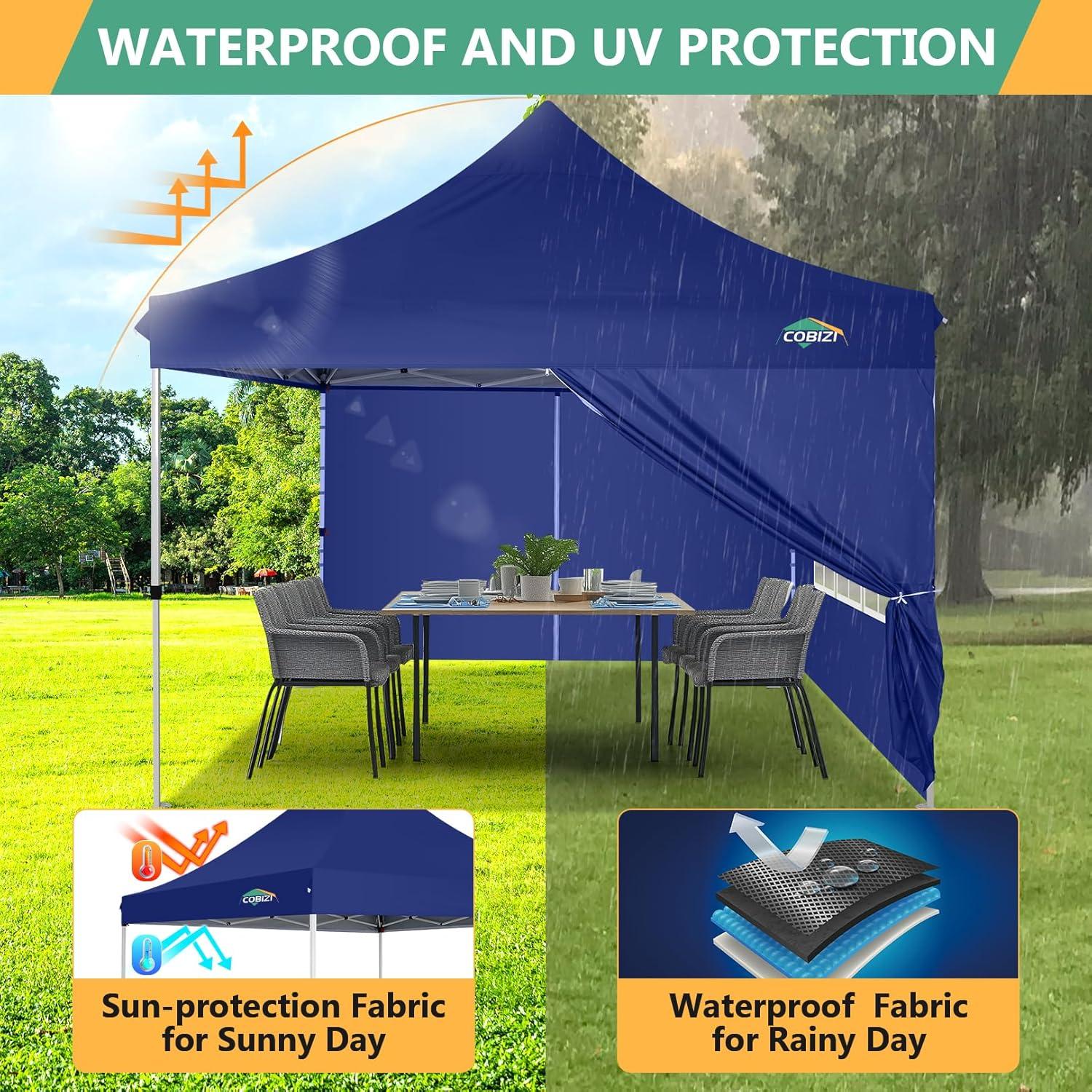 image:imageCOBIZI Canopy Tent 10x30 Pop Up Canopy with 8 Removable Sidewalls Party Tents for Parties Wedding Patio Commercial Waterproof and UV50 Ez Outdoor Instant Gazebo with Roller Bag amp 4 SandbagsWhiteDark Blue