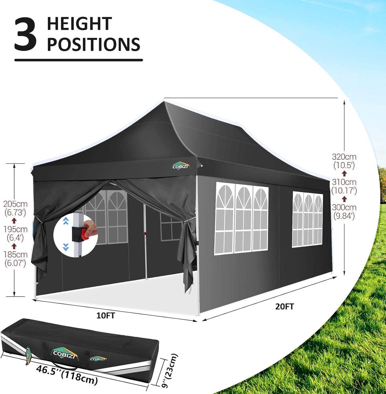 image:imageCOBIZI Canopy Tent 10x30 Pop Up Canopy with 8 Removable Sidewalls Party Tents for Parties Wedding Patio Commercial Waterproof and UV50 Ez Outdoor Instant Gazebo with Roller Bag amp 4 SandbagsWhiteBlack