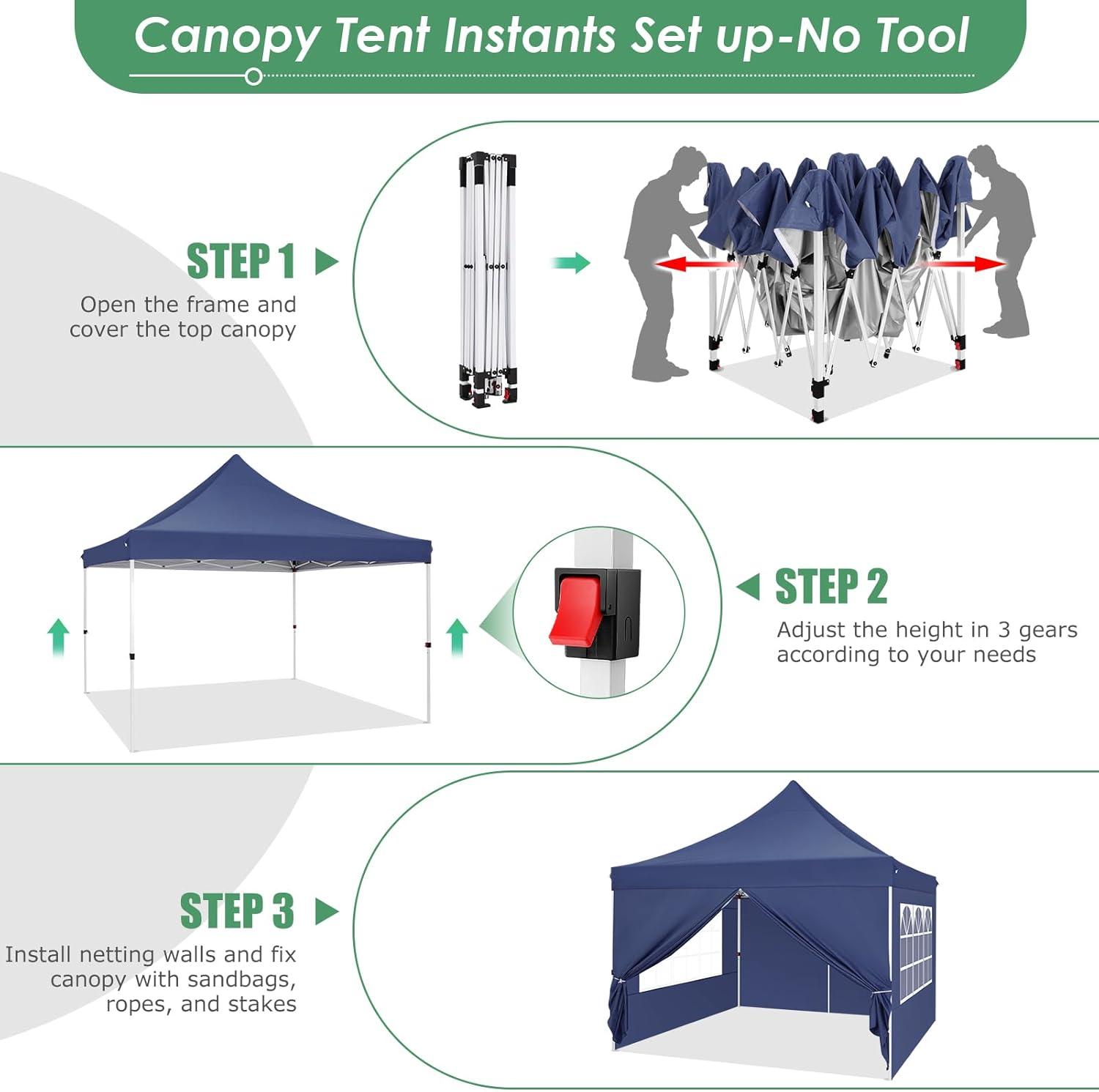 image:imageCOBIZI Canopy Tent 10x30 Pop Up Canopy with 8 Removable Sidewalls Party Tents for Parties Wedding Patio Commercial Waterproof and UV50 Ez Outdoor Instant Gazebo with Roller Bag amp 4 SandbagsWhiteDark Blue
