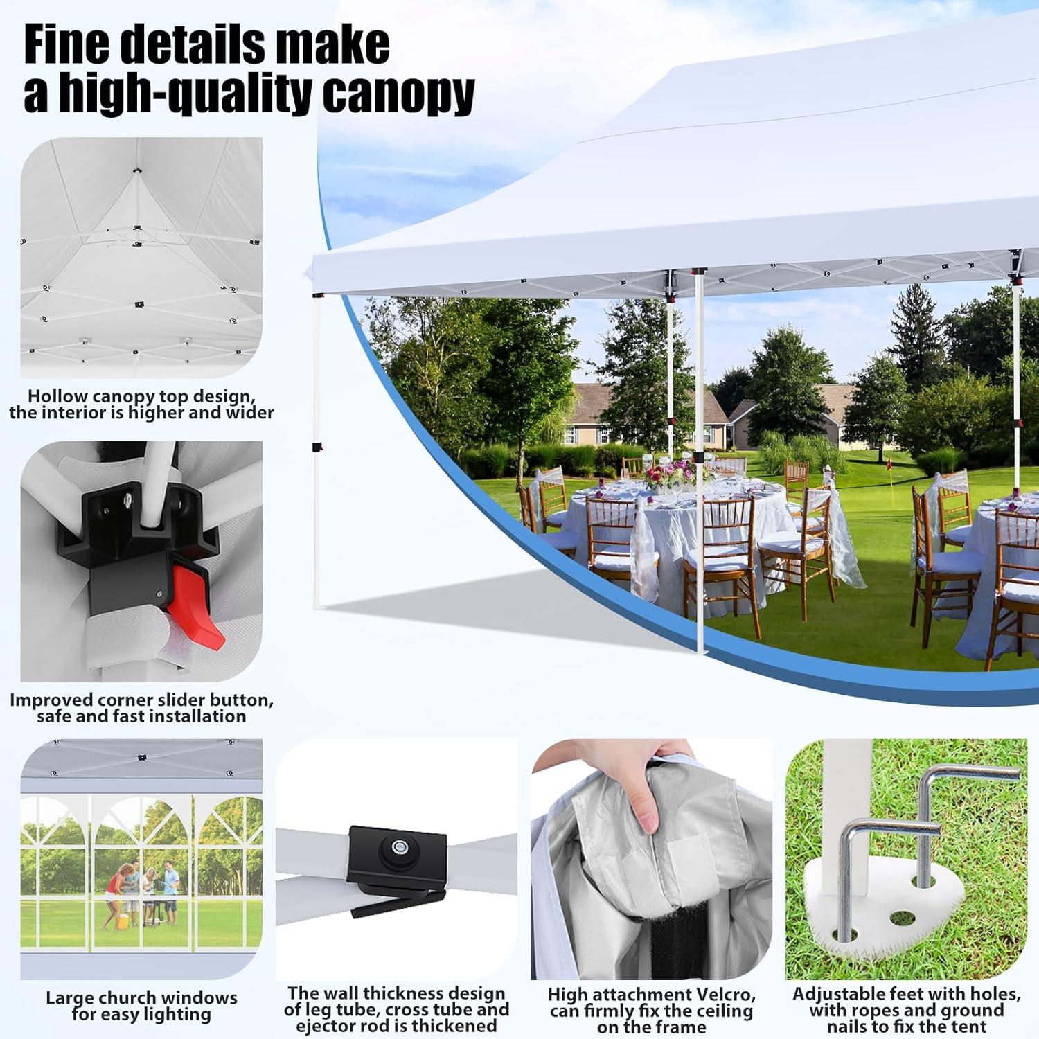 image:imageCOBIZI Canopy Tent 10x30 Pop Up Canopy with 8 Removable Sidewalls Party Tents for Parties Wedding Patio Commercial Waterproof and UV50 Ez Outdoor Instant Gazebo with Roller Bag amp 4 SandbagsWhiteWhite