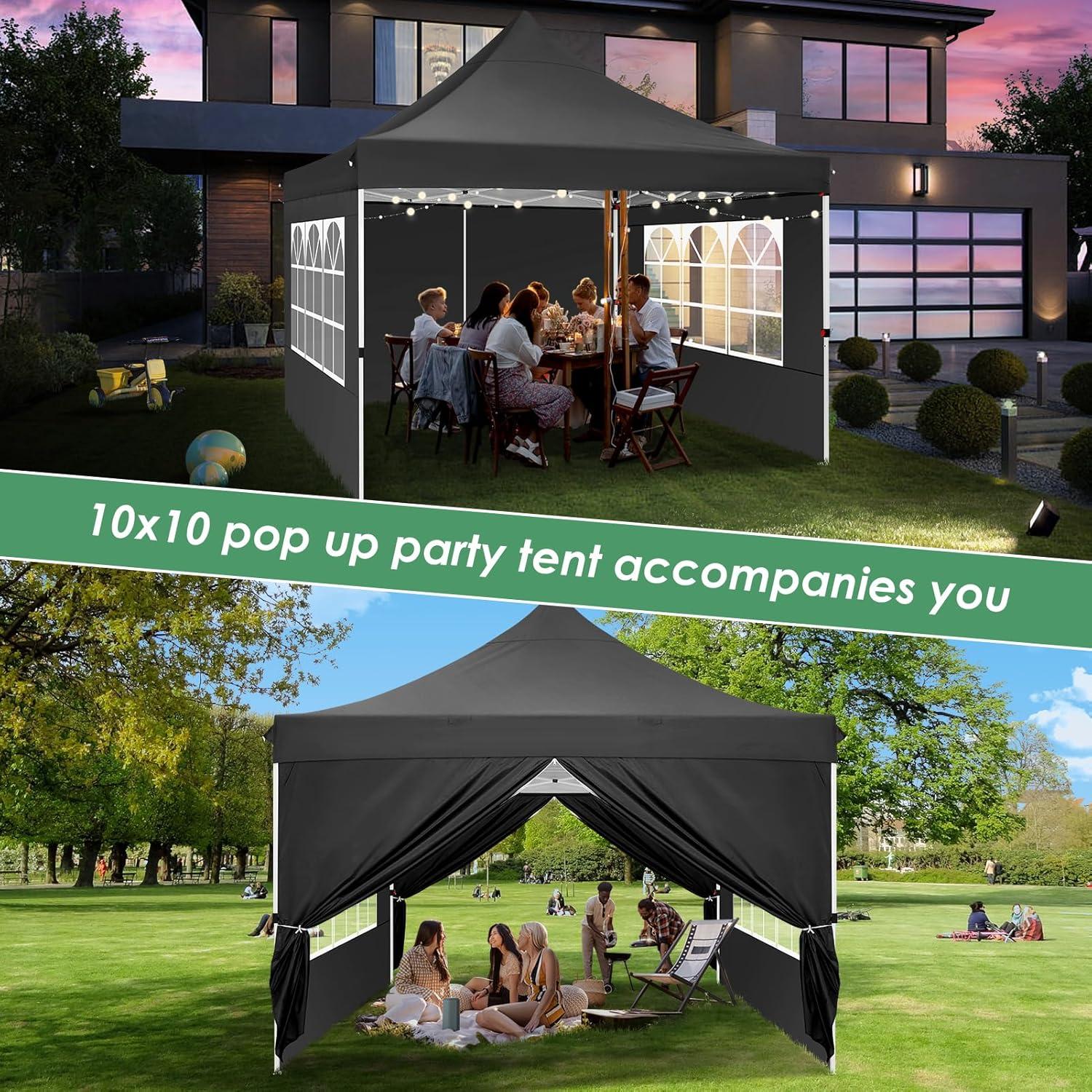 image:imageCOBIZI Canopy Tent 10x30 Pop Up Canopy with 8 Removable Sidewalls Party Tents for Parties Wedding Patio Commercial Waterproof and UV50 Ez Outdoor Instant Gazebo with Roller Bag amp 4 SandbagsWhiteBlack