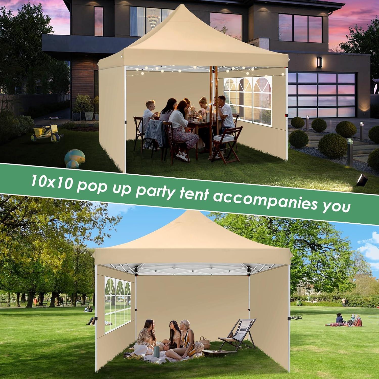 image:imageCOBIZI Canopy Tent 10x30 Pop Up Canopy with 8 Removable Sidewalls Party Tents for Parties Wedding Patio Commercial Waterproof and UV50 Ez Outdoor Instant Gazebo with Roller Bag amp 4 SandbagsWhiteClassic Khaki