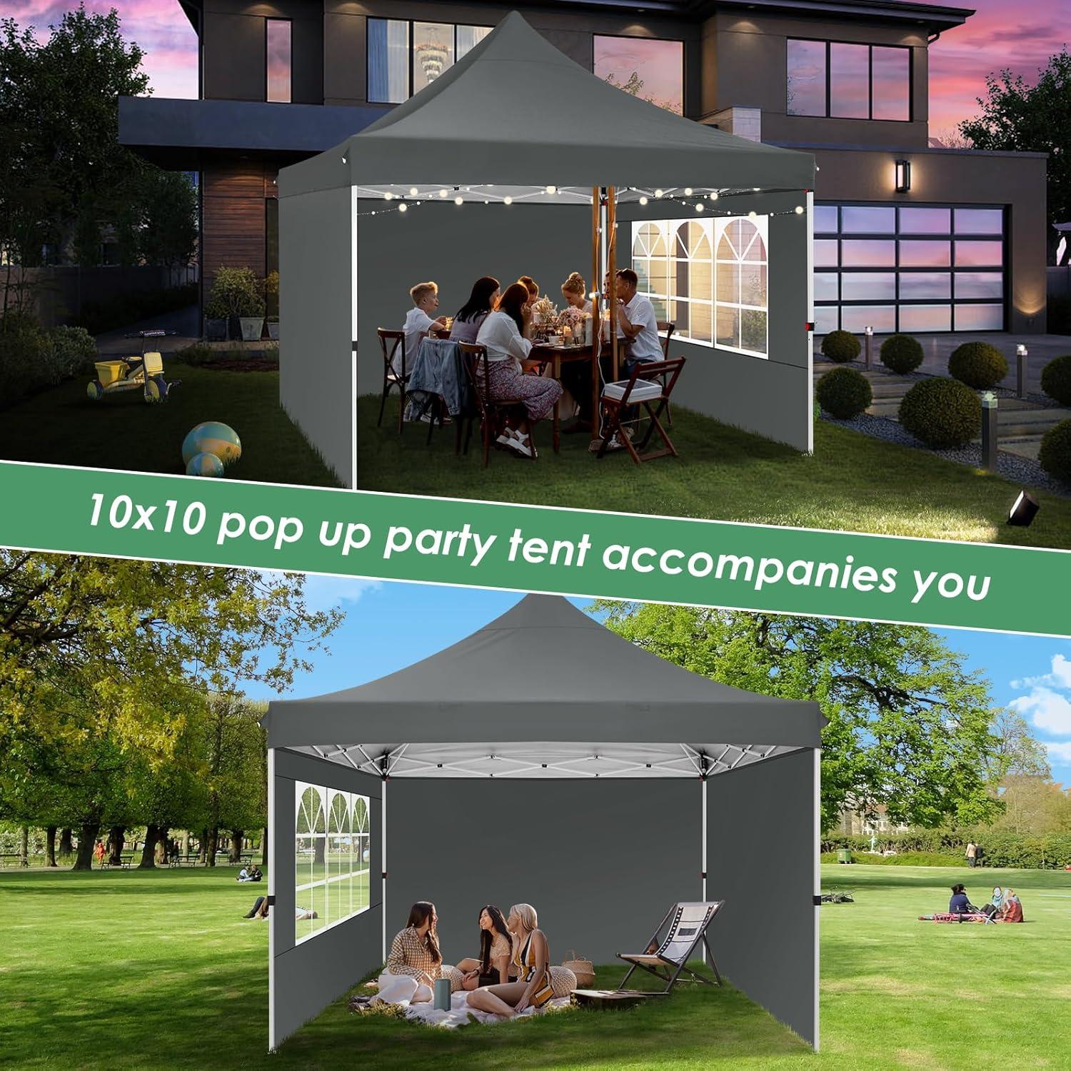 image:imageCOBIZI Canopy Tent 10x30 Pop Up Canopy with 8 Removable Sidewalls Party Tents for Parties Wedding Patio Commercial Waterproof and UV50 Ez Outdoor Instant Gazebo with Roller Bag amp 4 SandbagsWhiteGray