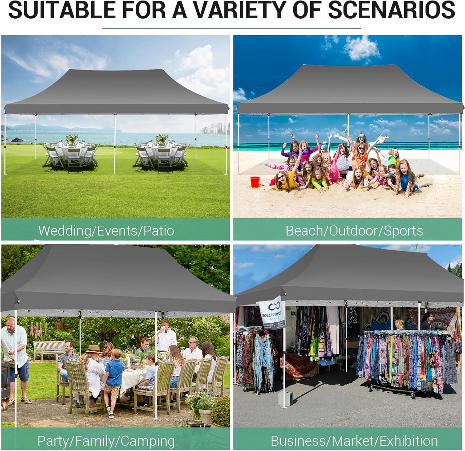 image:imageCOBIZI Canopy Tent 10x30 Pop Up Canopy with 8 Removable Sidewalls Party Tents for Parties Wedding Patio Commercial Waterproof and UV50 Ez Outdoor Instant Gazebo with Roller Bag amp 4 SandbagsWhiteGray