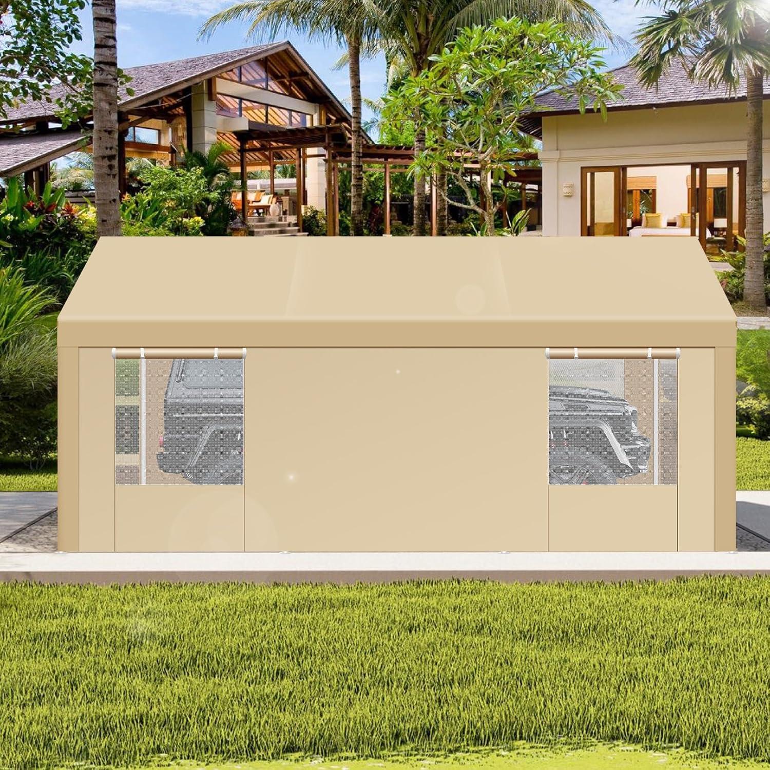 image:imageCOBIZI Ez Up Canopy Canopy Tent 10x10 Heavy Duty Pop Up Canopy with UPF 50 Waterproof Canopy Top for Commercial Business 3 Adjustable Heights with Sand Bags Stakes Ropes Blue GreenKhaki