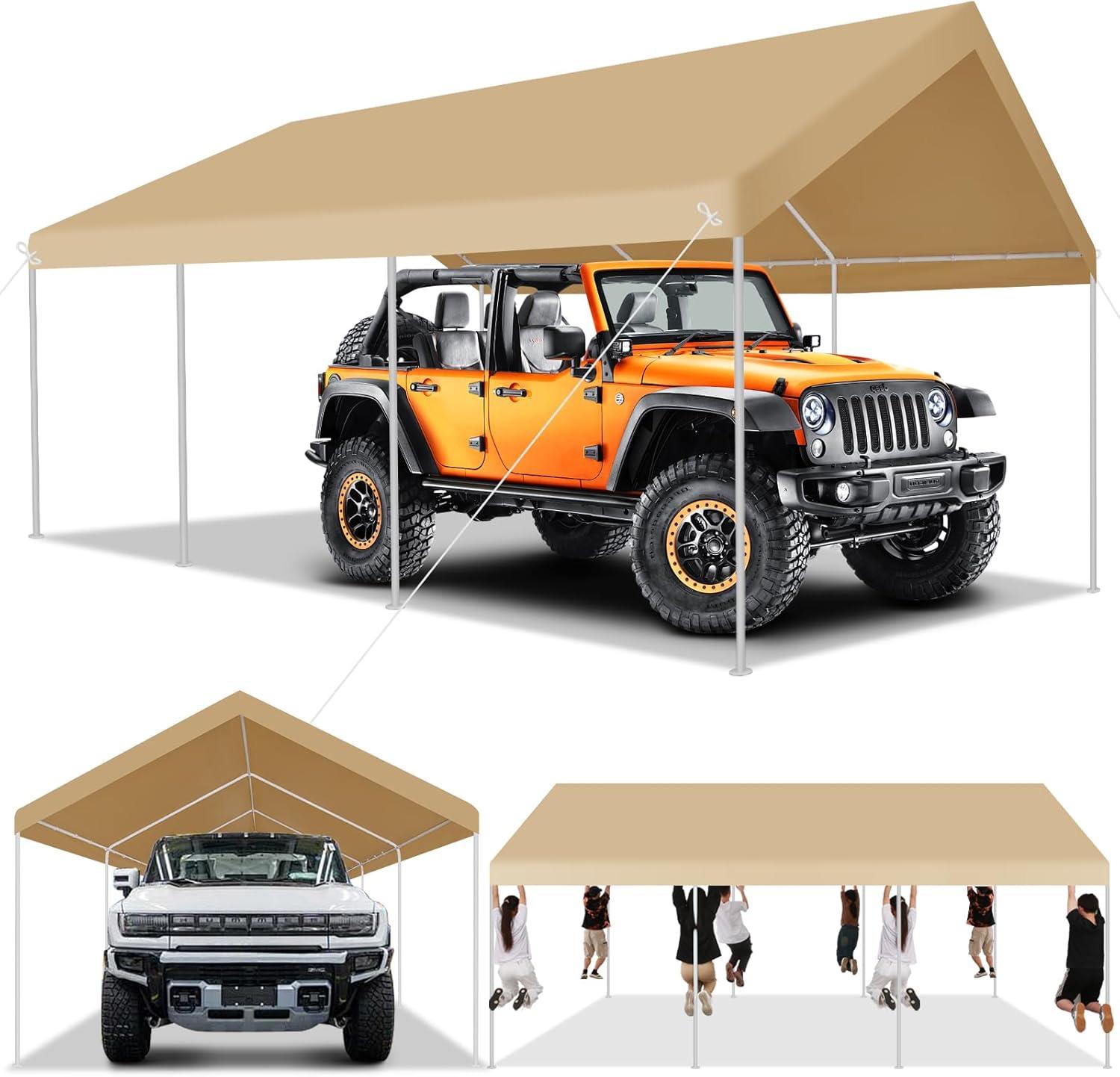 image:imageCOBIZI Ez Up Canopy Canopy Tent 10x10 Heavy Duty Pop Up Canopy with UPF 50 Waterproof Canopy Top for Commercial Business 3 Adjustable Heights with Sand Bags Stakes Ropes Blue GreenKhaki1