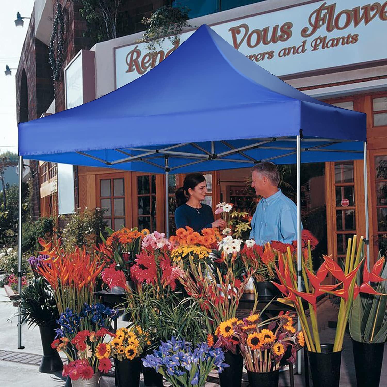 image:imageCOBIZI Ez Up Canopy Canopy Tent 10x10 Heavy Duty Pop Up Canopy with UPF 50 Waterproof Canopy Top for Commercial Business 3 Adjustable Heights with Sand Bags Stakes Ropes Blue Greenpearl