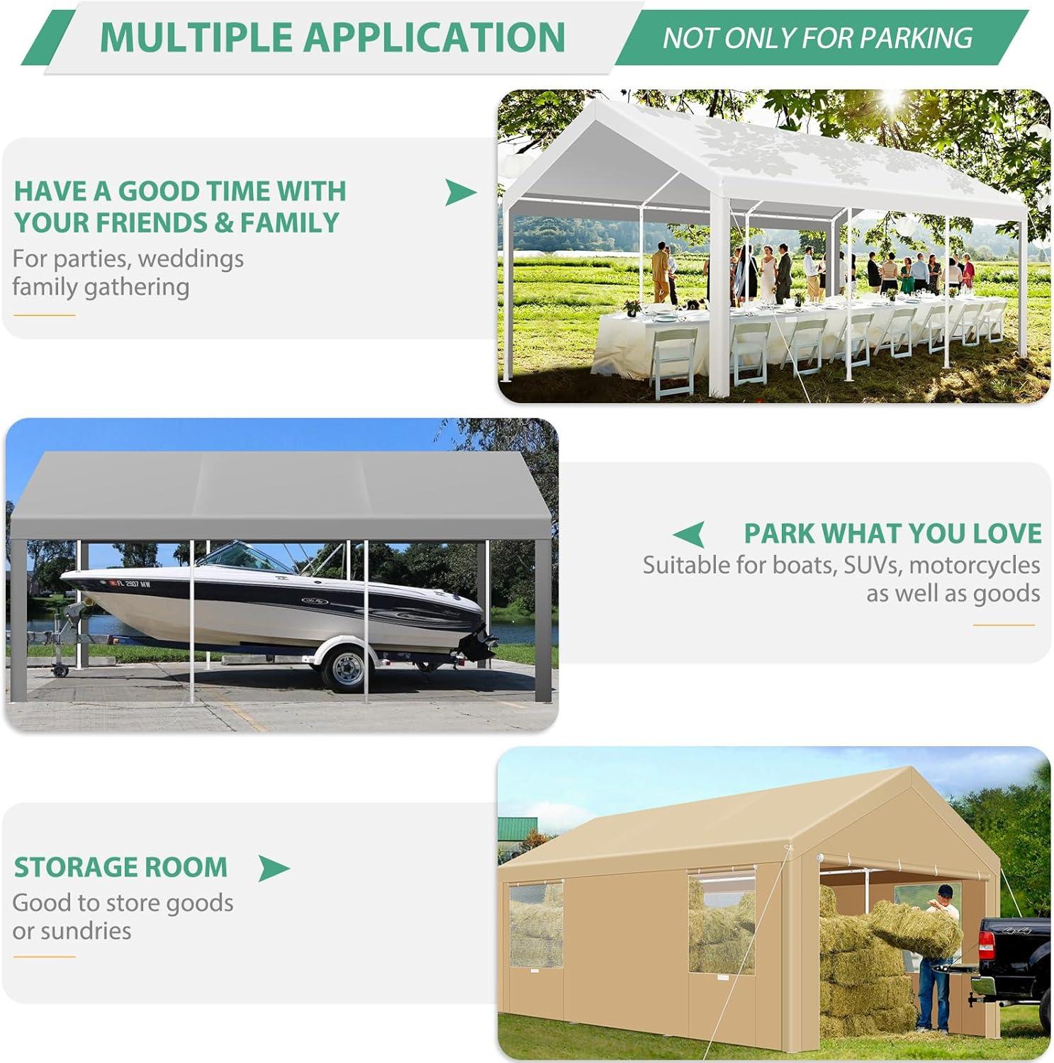 image:imageCOBIZI Ez Up Canopy Canopy Tent 10x10 Heavy Duty Pop Up Canopy with UPF 50 Waterproof Canopy Top for Commercial Business 3 Adjustable Heights with Sand Bags Stakes Ropes Blue GreenKhaki