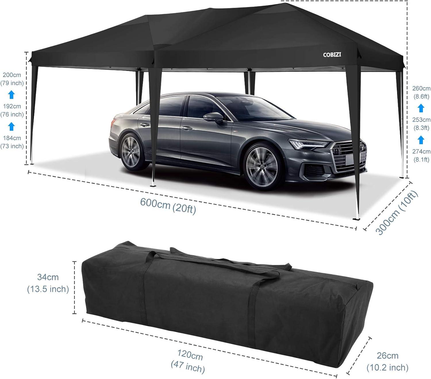 image:imageCOBIZI Ez Up Canopy Canopy Tent 10x10 Heavy Duty Pop Up Canopy with UPF 50 Waterproof Canopy Top for Commercial Business 3 Adjustable Heights with Sand Bags Stakes Ropes Blue GreenBLACK45