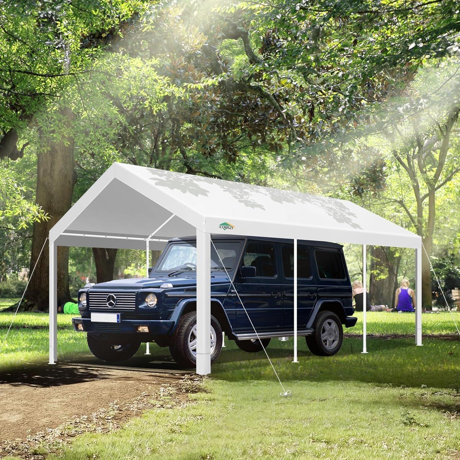 image:imageCOBIZI Ez Up Canopy Canopy Tent 10x10 Heavy Duty Pop Up Canopy with UPF 50 Waterproof Canopy Top for Commercial Business 3 Adjustable Heights with Sand Bags Stakes Ropes Blue GreenWhite3