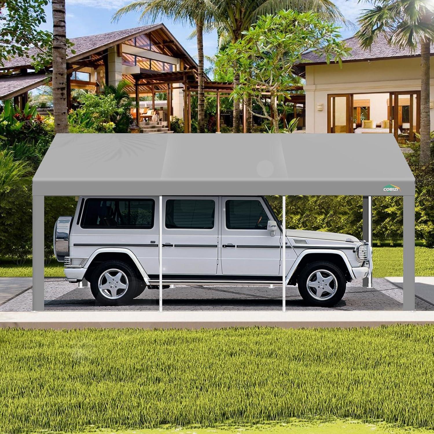 image:imageCOBIZI Ez Up Canopy Canopy Tent 10x10 Heavy Duty Pop Up Canopy with UPF 50 Waterproof Canopy Top for Commercial Business 3 Adjustable Heights with Sand Bags Stakes Ropes Blue GreenGray3