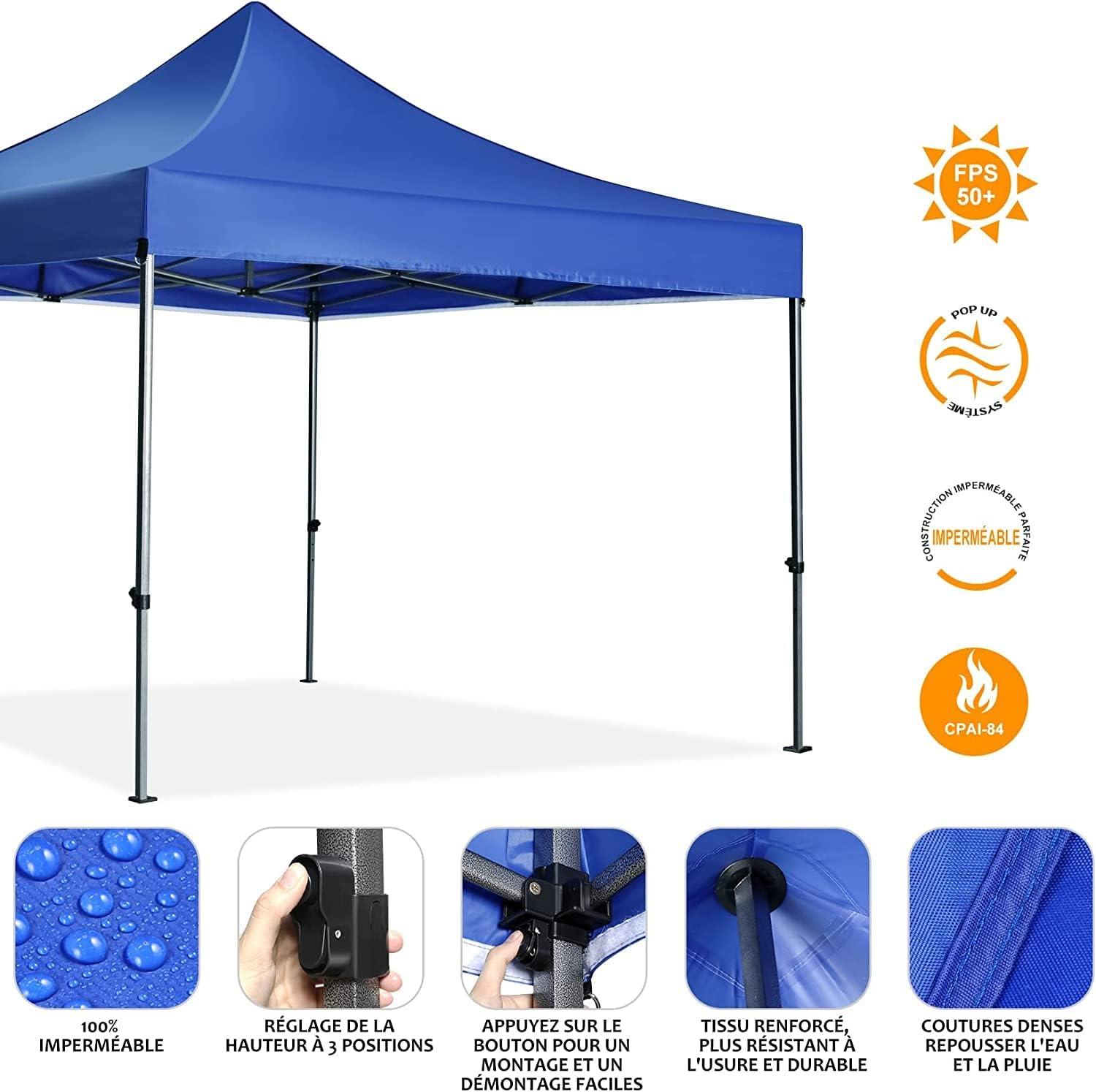 image:imageCOBIZI Ez Up Canopy Canopy Tent 10x10 Heavy Duty Pop Up Canopy with UPF 50 Waterproof Canopy Top for Commercial Business 3 Adjustable Heights with Sand Bags Stakes Ropes Blue Greenpearl