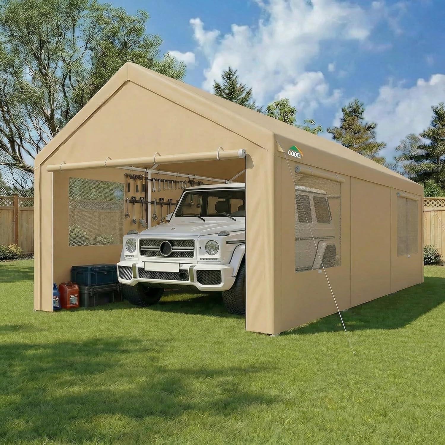 image:imageCOBIZI Ez Up Canopy Canopy Tent 10x10 Heavy Duty Pop Up Canopy with UPF 50 Waterproof Canopy Top for Commercial Business 3 Adjustable Heights with Sand Bags Stakes Ropes Blue GreenKhaki