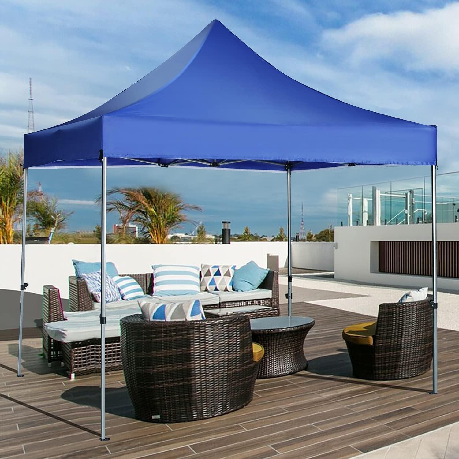 image:imageCOBIZI Ez Up Canopy Canopy Tent 10x10 Heavy Duty Pop Up Canopy with UPF 50 Waterproof Canopy Top for Commercial Business 3 Adjustable Heights with Sand Bags Stakes Ropes Blue Greenpearl