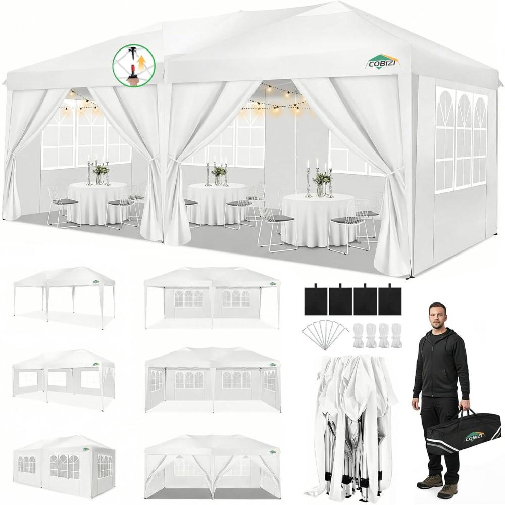 image:imageCOBIZI 10x10 Pop Up Canopy Tent with 4 Sidewalls Easy Set up Canopy 10x10 Waterproof Commercial Outdoor Gazebo Portable Shelter Instant Tents for PartiesBackyardFlea MarketCarrying Bag1Navy BlueWHITE