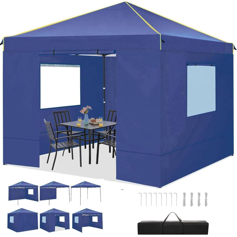 image:imageCOBIZI 10x20 Pop Up Canopy with 6 Sidewall Commercial Canopy UPF 50 Waterproof Outdoor Gazebo with Carry Bag Tents for Parties with Upgrade Frame 3 Height Adjustable BlackDark Blue