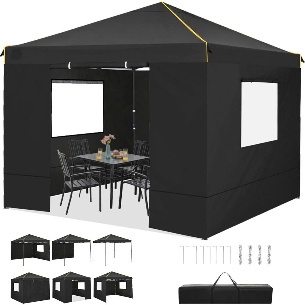 image:imageCOBIZI 10x20 Pop Up Canopy with 6 Sidewall Commercial Canopy UPF 50 Waterproof Outdoor Gazebo with Carry Bag Tents for Parties with Upgrade Frame 3 Height Adjustable BlackBlack1 year warranty