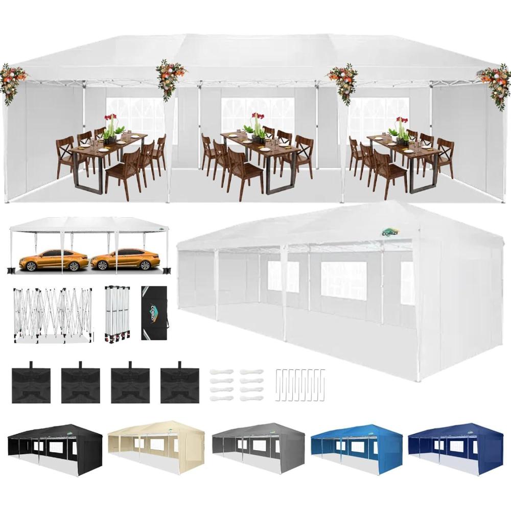 image:imageCOBIZI 10x30 Canopy Party Tent with 5 Walls 10x30 Pop Up Tent for Parties Waterproof UPF 50 Outdoor Commercial Event for Party Backyard Gazebo Canopy with Sidewalls amp Sandbags10x30ft