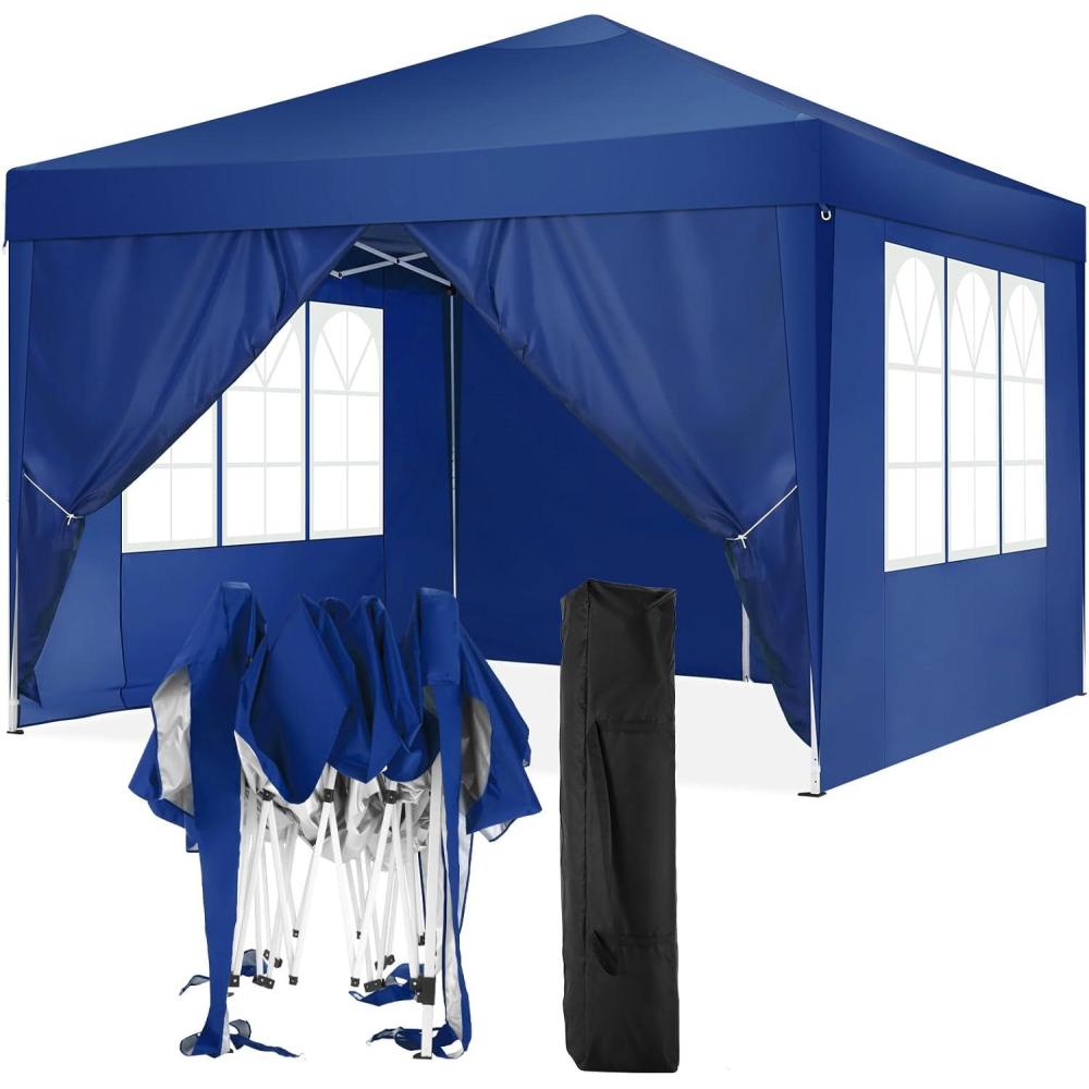 image:imageCOBIZI Canopy 10x10 Pop Up Canopy Tent with 4 Sidewalls Party Tents for Parties Weddings Backyard Waterproof Canopy Outdoor Commercial Canopy Event Tent with Stakes Ropes Navy Blue