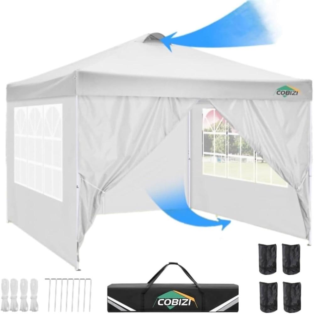 image:imageCOBIZI Canopy Tent 10x30 Pop Up Canopy with 8 Removable Sidewalls Party Tents for Parties Wedding Patio Commercial Waterproof and UV50 Ez Outdoor Instant Gazebo with Roller Bag amp 4 SandbagsWhitePure White