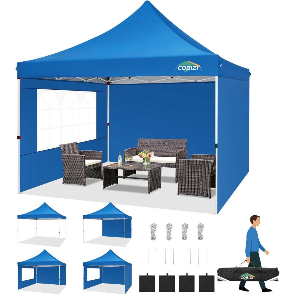 image:imageCOBIZI Canopy Tent 10x30 Pop Up Canopy with 8 Removable Sidewalls Party Tents for Parties Wedding Patio Commercial Waterproof and UV50 Ez Outdoor Instant Gazebo with Roller Bag amp 4 SandbagsWhiteBlue