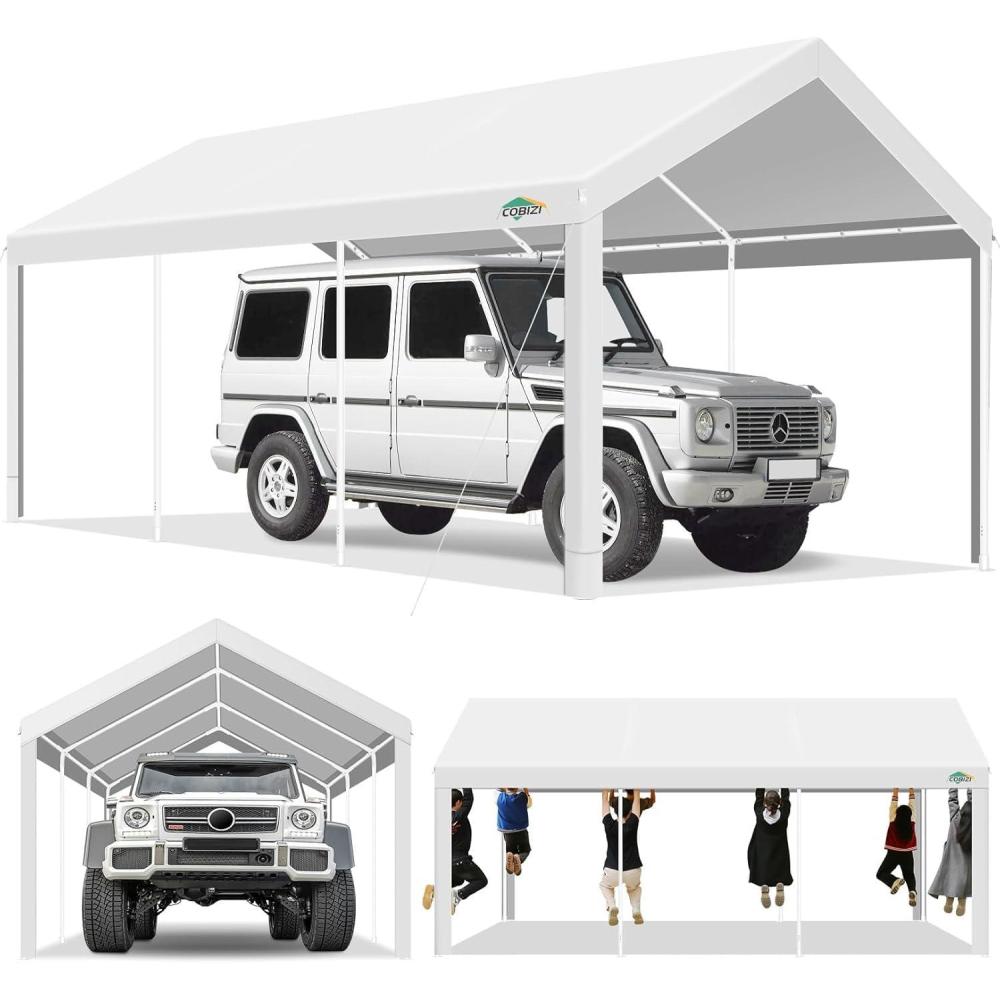 image:imageCOBIZI Ez Up Canopy Canopy Tent 10x10 Heavy Duty Pop Up Canopy with UPF 50 Waterproof Canopy Top for Commercial Business 3 Adjustable Heights with Sand Bags Stakes Ropes Blue GreenWhite3