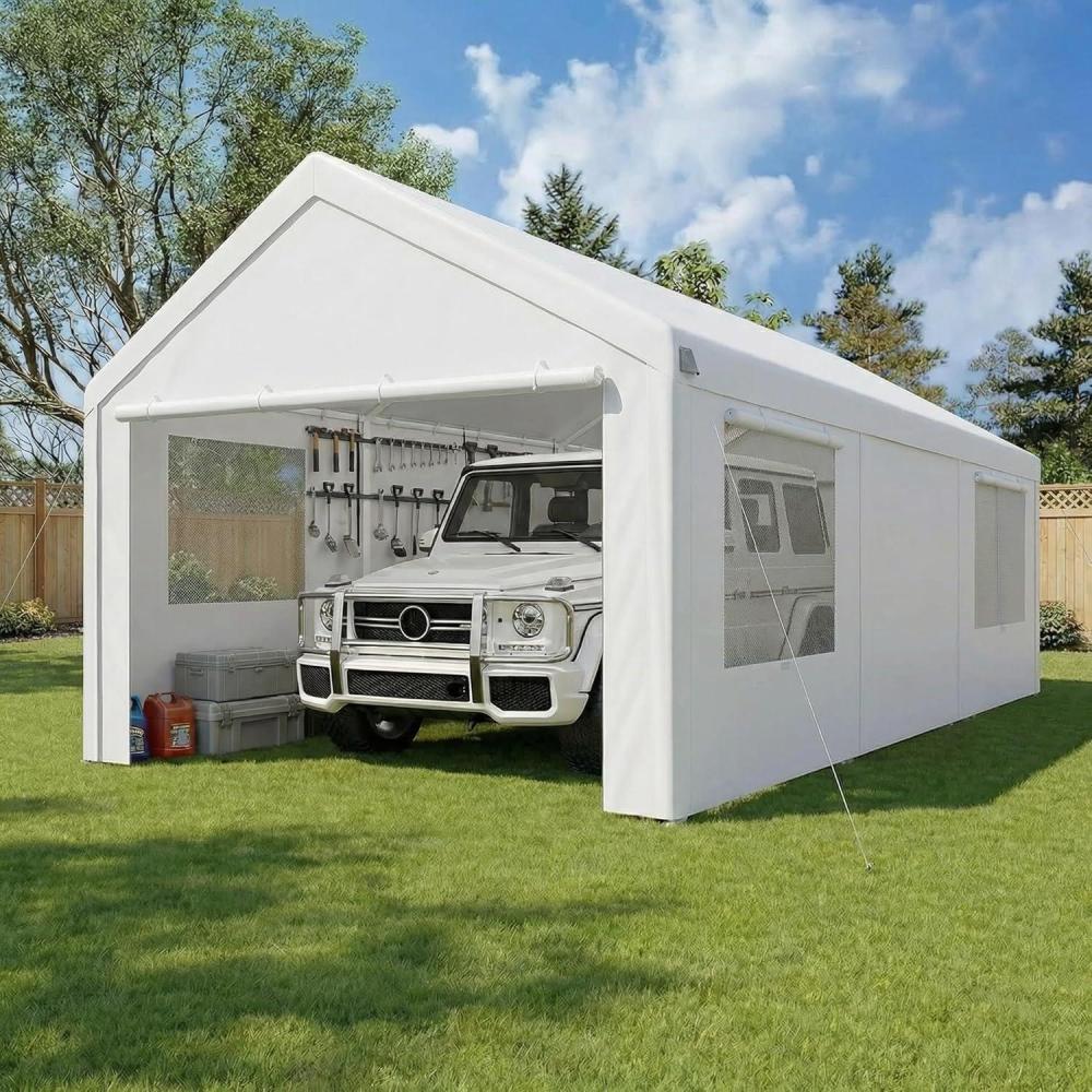image:imageCOBIZI Ez Up Canopy Canopy Tent 10x10 Heavy Duty Pop Up Canopy with UPF 50 Waterproof Canopy Top for Commercial Business 3 Adjustable Heights with Sand Bags Stakes Ropes Blue GreenWhite