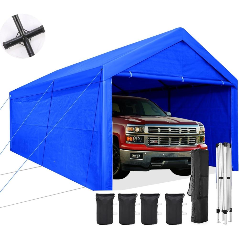 image:imageCOBIZI Ez Up Canopy Canopy Tent 10x10 Heavy Duty Pop Up Canopy with UPF 50 Waterproof Canopy Top for Commercial Business 3 Adjustable Heights with Sand Bags Stakes Ropes Blue GreenDeep Blue
