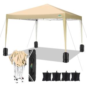 image:imageCOBIZI 10x10 Pop Up Canopy Tent with 4 Sidewalls Easy Set up Canopy 10x10 Waterproof Commercial Outdoor Gazebo Portable Shelter Instant Tents for PartiesBackyardFlea MarketCarrying Bag1Navy BlueKhaki