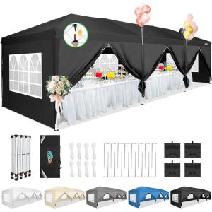 image:imageCOBIZI 10x10 Pop Up Canopy Tent with 4 Sidewalls Easy Set up Canopy 10x10 Waterproof Commercial Outdoor Gazebo Portable Shelter Instant Tents for PartiesBackyardFlea MarketCarrying Bag1Navy BlueMatte Black