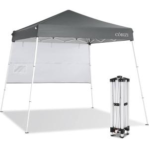 image:imageCOBIZI 10x10 Pop Up Canopy Tent with 4 Sidewalls Easy Set up Canopy 10x10 Waterproof Commercial Outdoor Gazebo Portable Shelter Instant Tents for PartiesBackyardFlea MarketCarrying Bag1Navy Bluedark Grey
