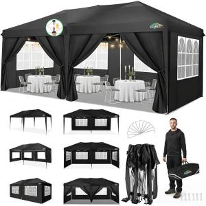 image:imageCOBIZI 10x10 Pop Up Canopy Tent with 4 Sidewalls Easy Set up Canopy 10x10 Waterproof Commercial Outdoor Gazebo Portable Shelter Instant Tents for PartiesBackyardFlea MarketCarrying Bag1Navy BlueBLACK