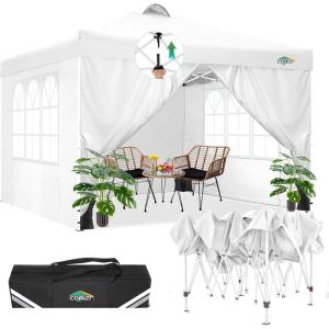 image:imageCOBIZI 10x10 Pop Up Canopy Tent with 4 Sidewalls UPF 50Waterproof Outdoor Canopy with Air Vent Instant Portable Camping Canopies Gazebo for Commercial Sun Shade Party 4 SandbagsWhiteWhite1 year warranty