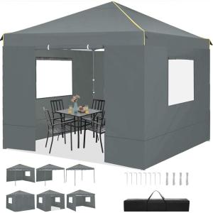 image:imageCOBIZI 10x10 Pop Up Canopy Tent with Sidewalls and Rollup Ventilated Windows with Mosquito net Ez Outdoor Commercial Instant Gazebo Tent for Party Waterproof with Carrybag