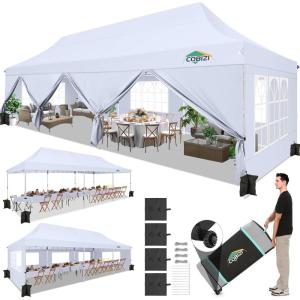 image:imageCOBIZI 10x20 Pop Up Canopy Tent with SidewallsParty Tent Outdoor Gazebos Waterproof amp UV503 Adjustable HeightsHigher Frame Design  Extra Tall for Parties BackyardWeddingsMarketsWhiteWhite