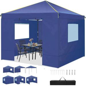 image:imageCOBIZI 10x20 Pop Up Canopy with 6 Sidewall Commercial Canopy UPF 50 Waterproof Outdoor Gazebo with Carry Bag Tents for Parties with Upgrade Frame 3 Height Adjustable BlackDark Blue