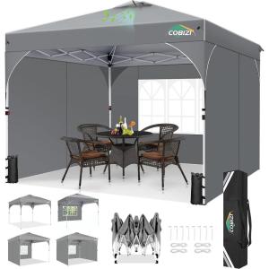 image:imageCOBIZI 10x20 Pop up Canopy Tent with 4 Sidewalls Outdoor Canopy Tent for Party with Push Center Lock amp Air Vent 2000mmWaterproof Gazebo Canopy UPF 50with 4 Sandbags12 Stakes amp 6 RopesBlackGray