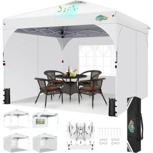 image:imageCOBIZI 10x20 Pop up Canopy Tent with 4 Sidewalls Outdoor Canopy Tent for Party with Push Center Lock amp Air Vent 2000mmWaterproof Gazebo Canopy UPF 50with 4 Sandbags12 Stakes amp 6 RopesBlackWhite