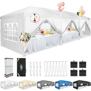 image:imageCOBIZI 10x30 Canopy Party Tent with 8 Walls 10x30 Pop Up Canopy for Parties Waterproof UPF 50 Outdoor Commercial Event Tent for Party Backyard Gazebo Canopy with Sidewalls amp SandbagsWhite10x30ft