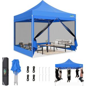 image:imageCOBIZI 10x30 Pop Up Canopy Tent with Sidewalls Heavy Duty 10x30 Party Tent Easy up Canopy UPF 50 Waterproof Commercial Outdoor Backyard Vendors Tents Gazebo with Roller Bag 10 x 30 ftBlue