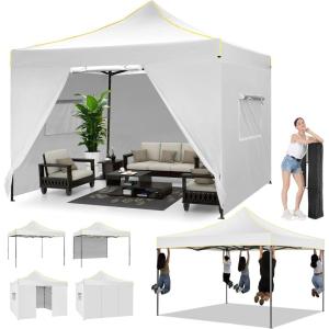 image:imageCOBIZI 10x30 Pop Up Heavy Duty Canopy with 8 Sidewalls and Hexagonal Legs Easy up Tent for Party Wedding and Commercial Outdoor Canopy with Roller Bag Sand Bags Waterproof amp UPF50 GrayWhite