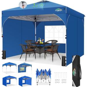 image:imageCOBIZI 10x30 Pop Up Heavy Duty Canopy with 8 Sidewalls and Hexagonal Legs Easy up Tent for Party Wedding and Commercial Outdoor Canopy with Roller Bag Sand Bags Waterproof amp UPF50 GrayBlue